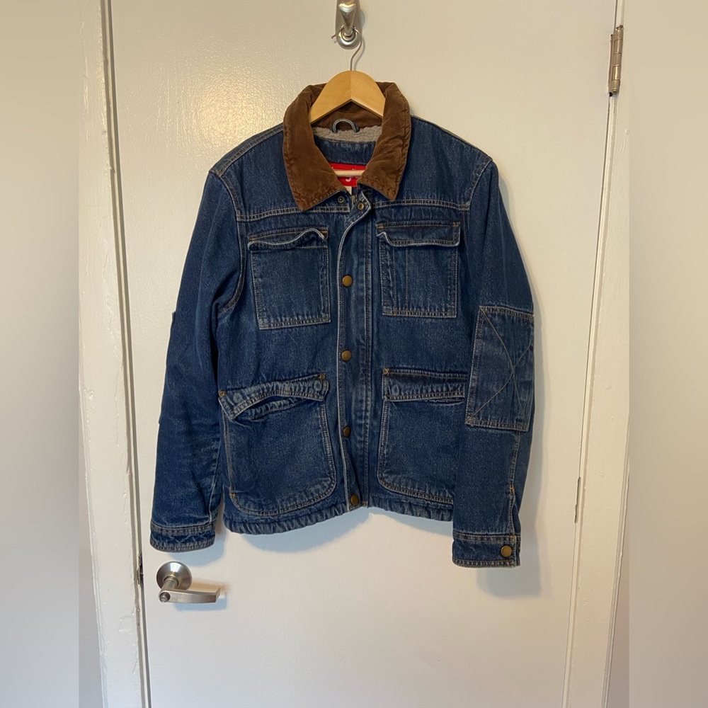 Vintage Wrangler Corduroy Neck Denim Coat Mens Pockets Sherpa Lined
Size Small - Picture 1 of 9